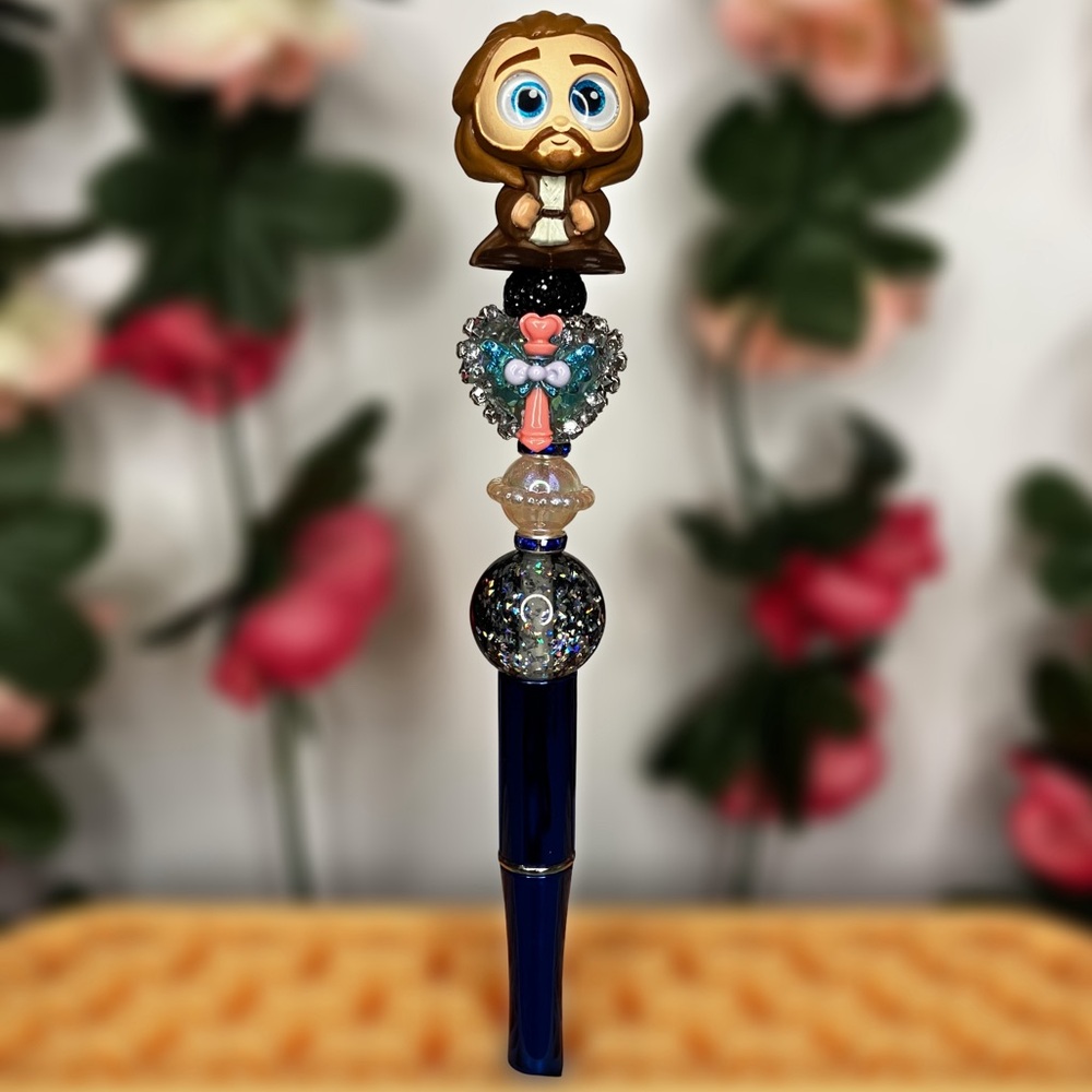 Qui-Gon Jinn Star Wars Repurposed Doorable Handmade Beaded Pen